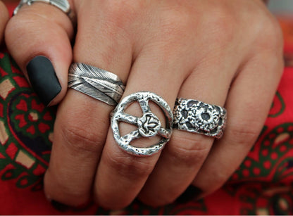 Handmade Bohemian Fashion Silver Ring - HappyGoLicky Jewelry