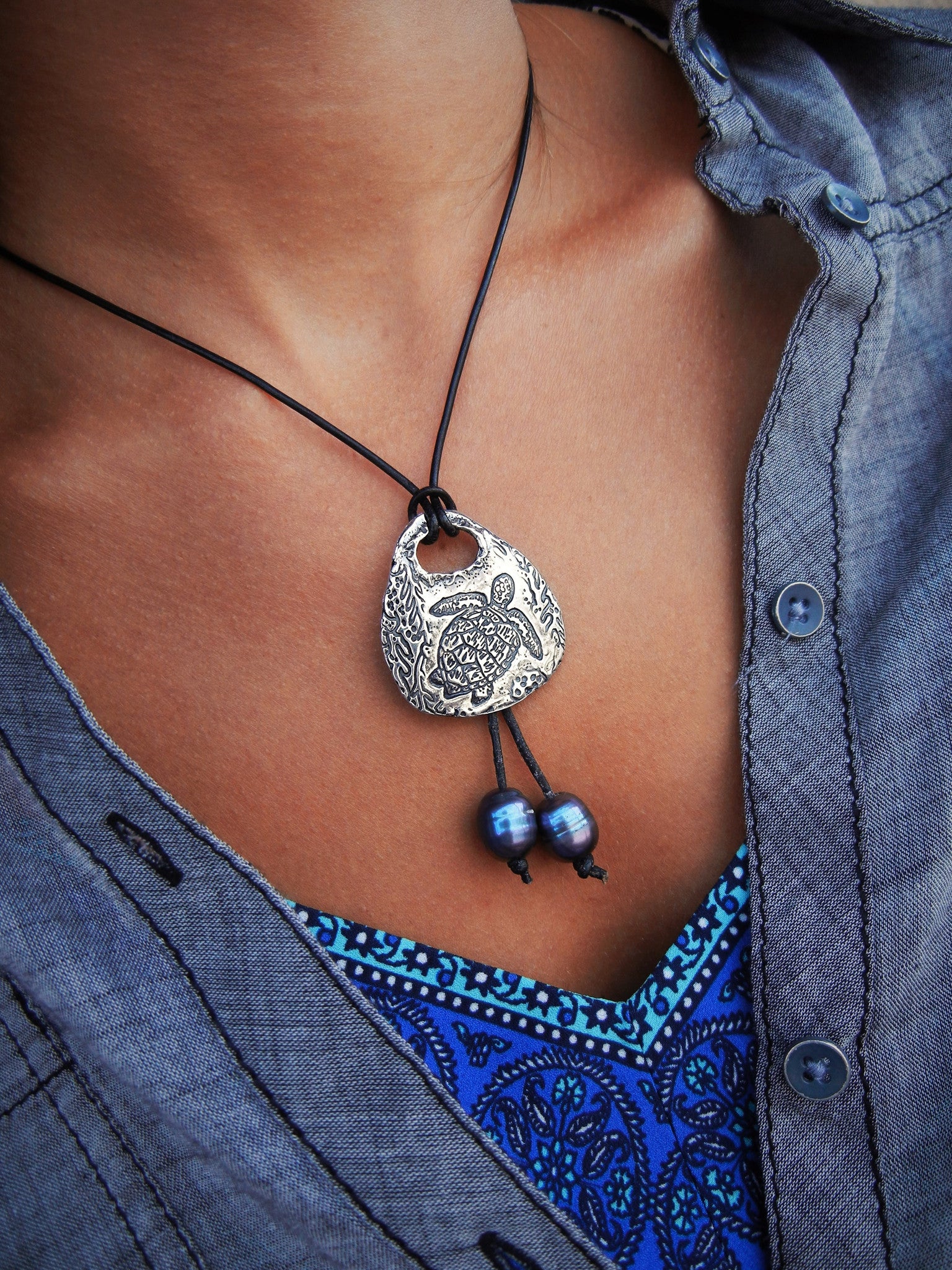 Sea Turtle Nautical Necklace - HappyGoLicky Jewelry