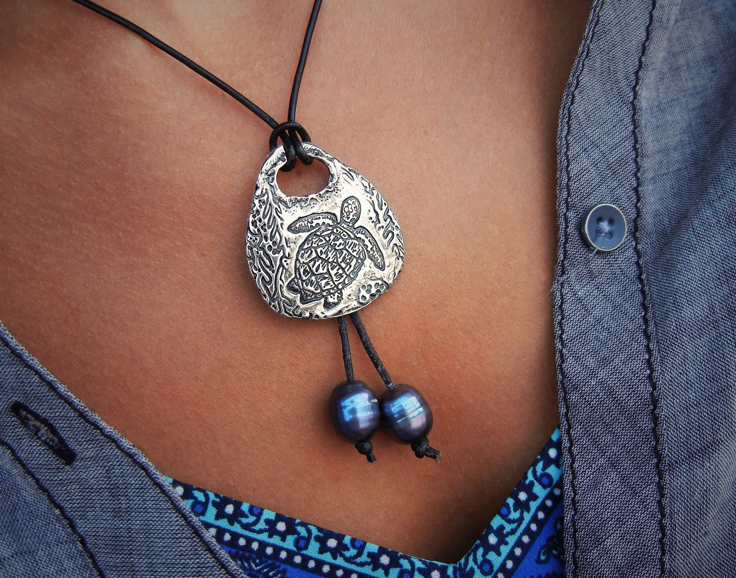 Sea Turtle Nautical Necklace - HappyGoLicky Jewelry