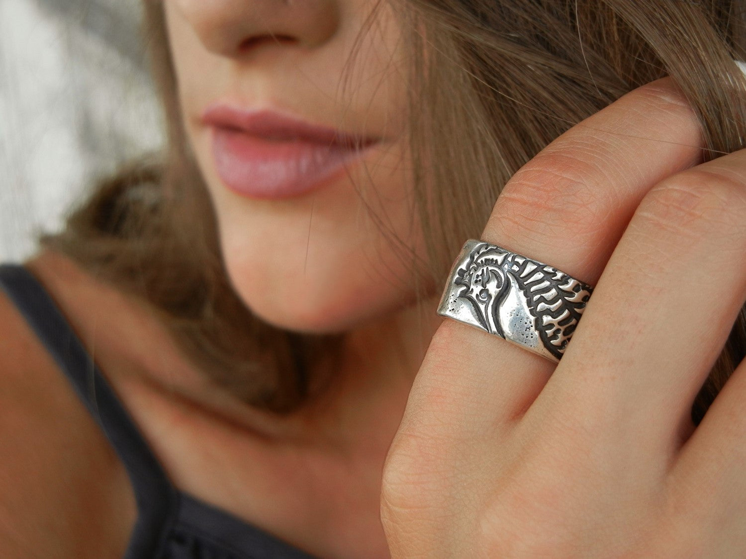 Seahorse Silver Beach Ring - HappyGoLicky Jewelry