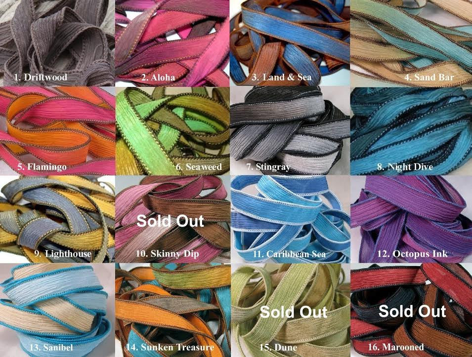 Hand Dyed Silk Ribbons Bracelet Replacement Fairy Crinkle Ribbons - HappyGoLicky Jewelry