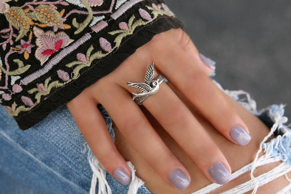Silver Bird Boho Ring - HappyGoLicky Jewelry