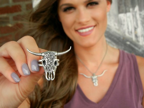 Steer Skull Ring - HappyGoLicky Jewelry