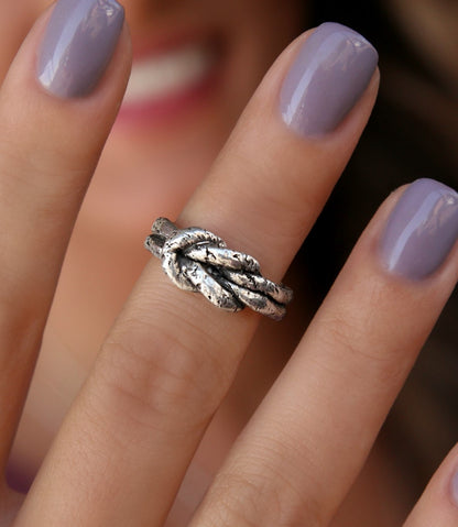 Sterling Silver Love Knot Ring - HappyGoLicky Jewelry