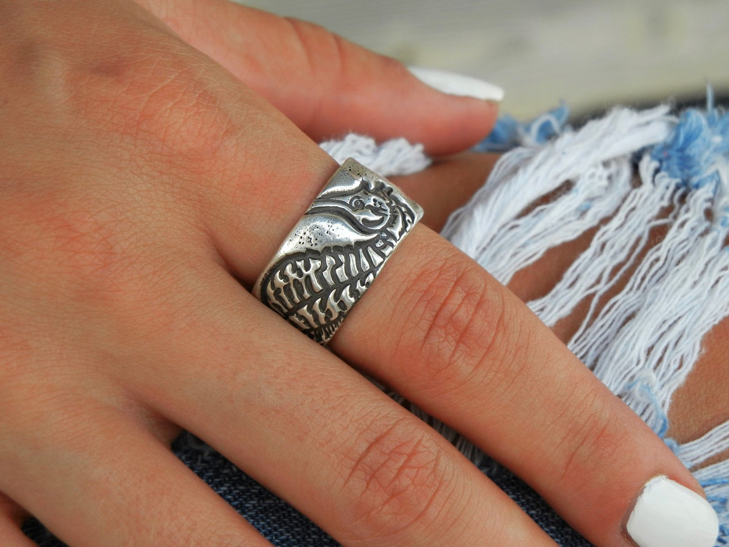 Seahorse Silver Beach Ring - HappyGoLicky Jewelry