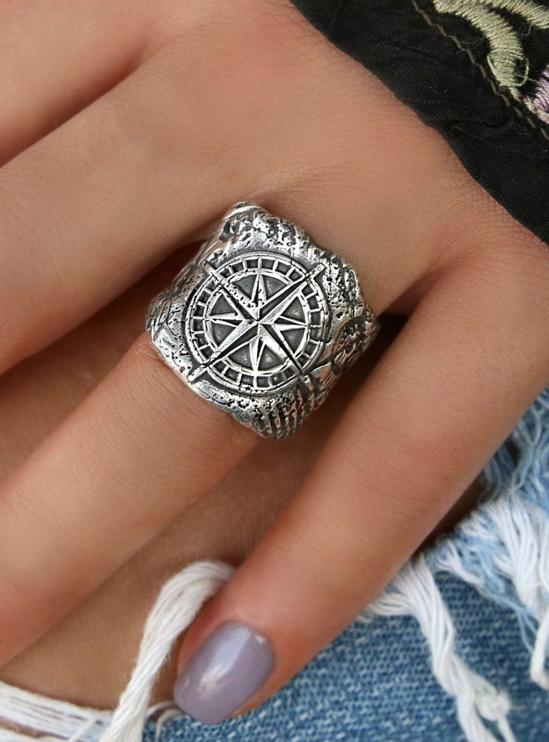 Wax Seal Jewelry Sterling Silver Compass Ring by HappyGoLicky Jewelry