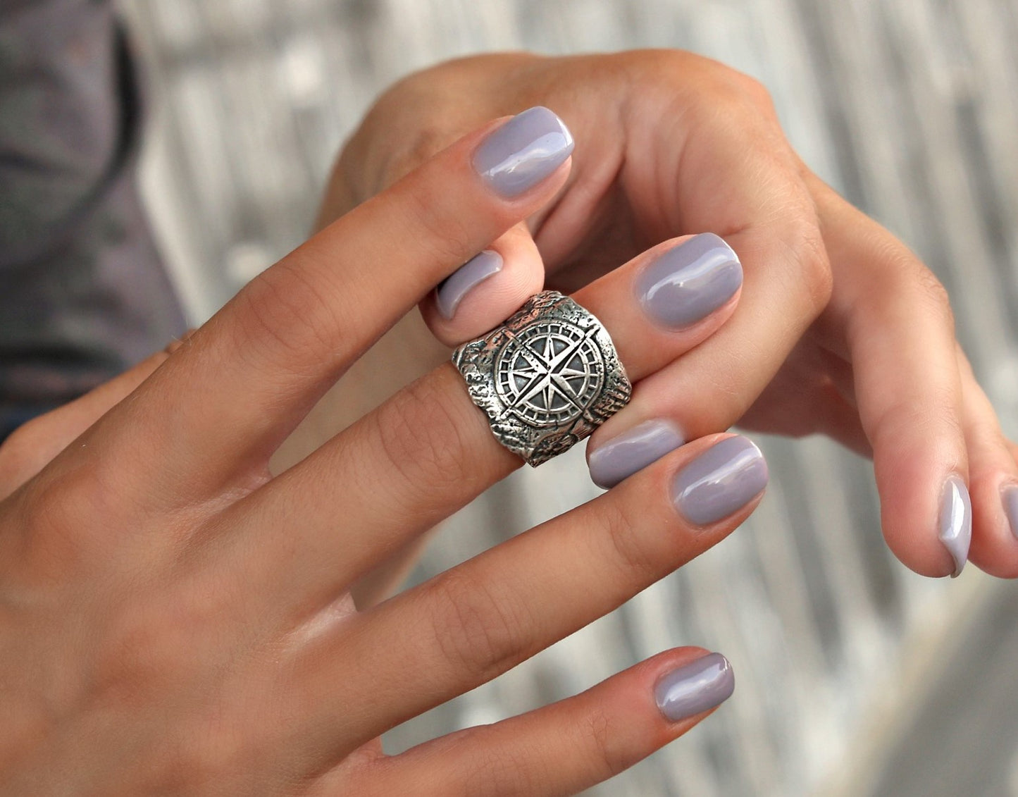 Sterling Silver Beach Ring Compass Jewelry by HappyGoLicky