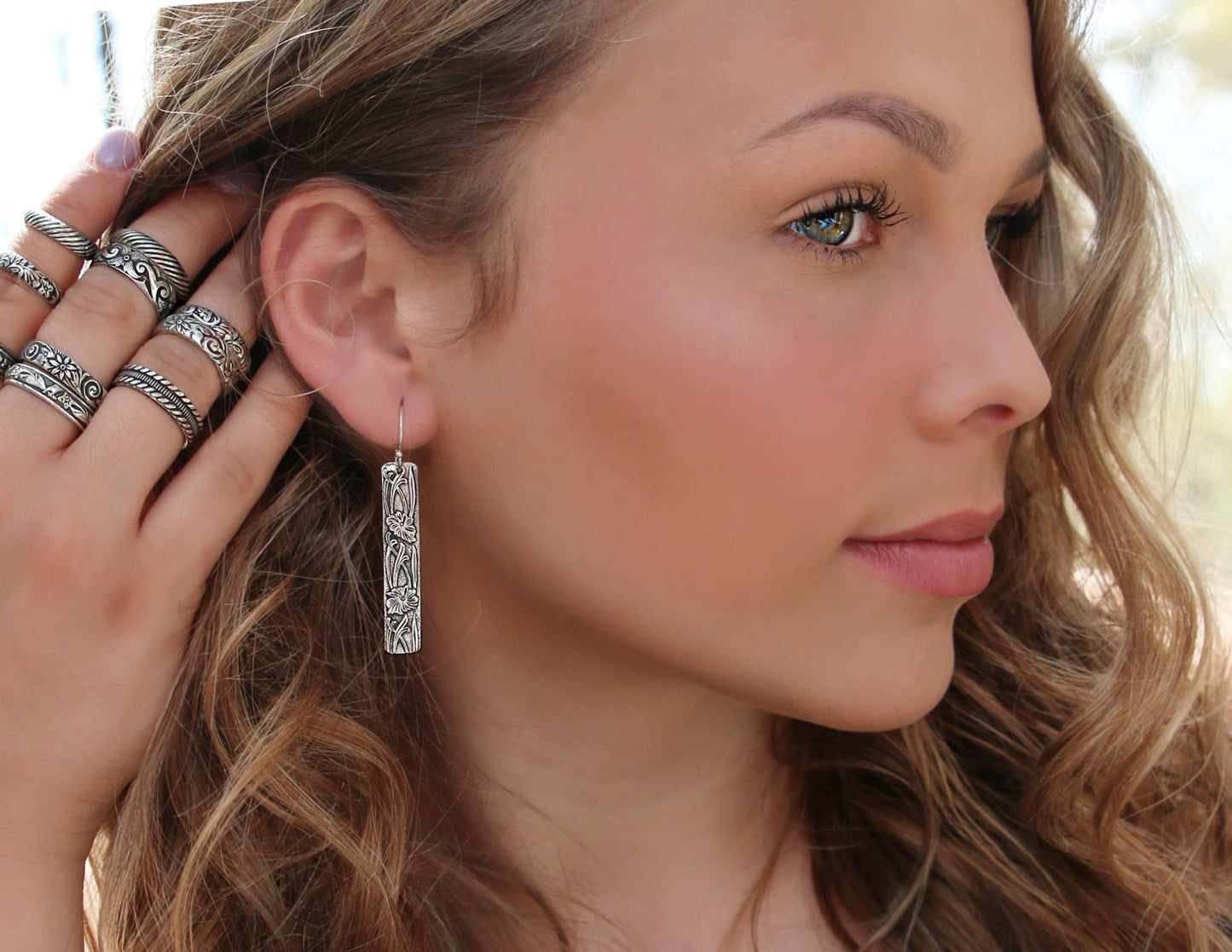 HappyGoLicky Silver Bar Earrings