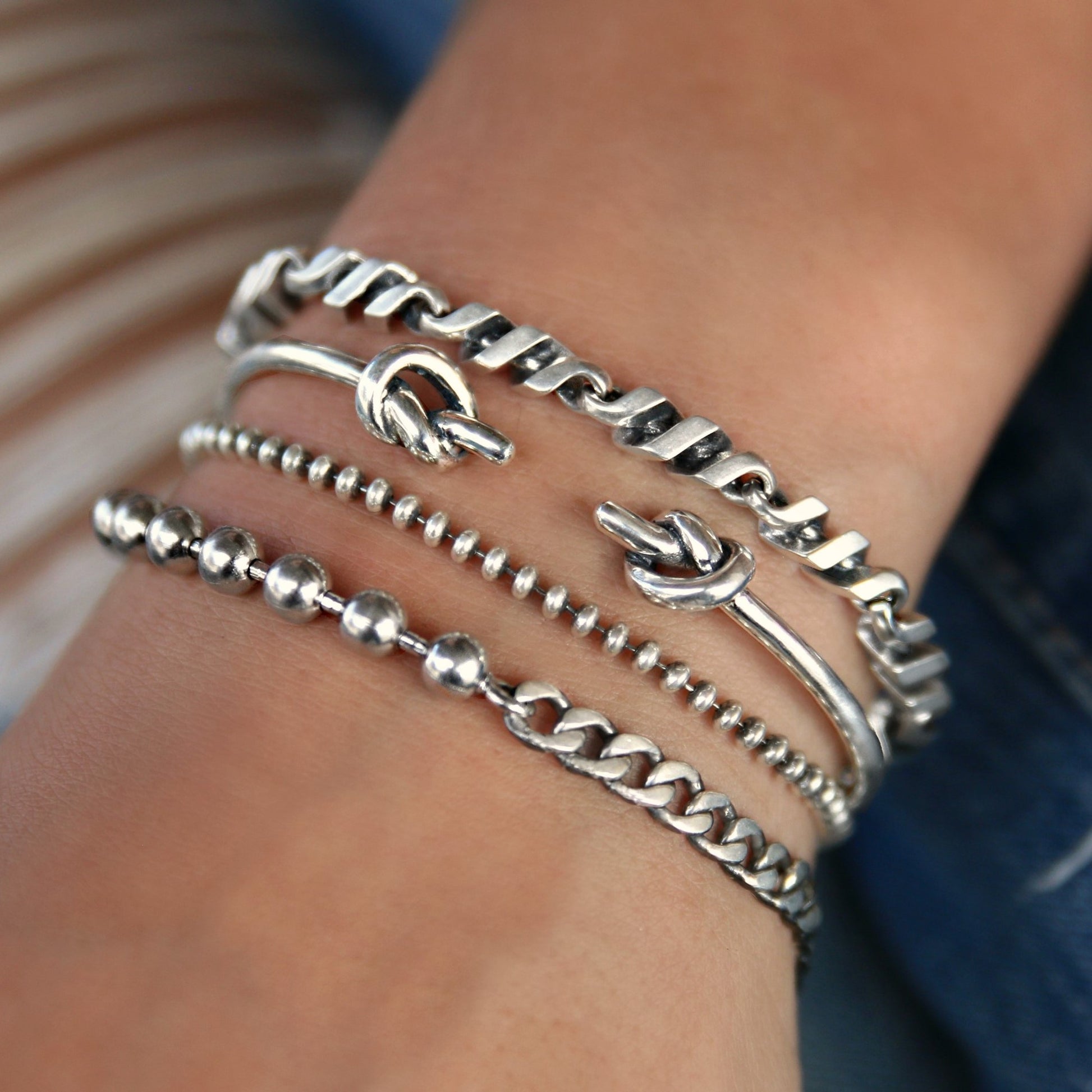 sterling silver bracelet stack by HappyGoLicky Jewelry