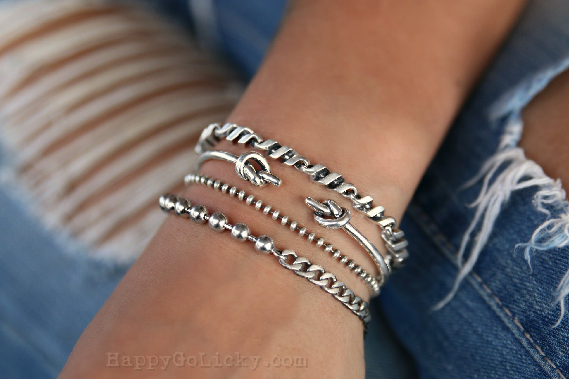 sterling silver bracelet boho jewelry HappyGoLicky Jewelry