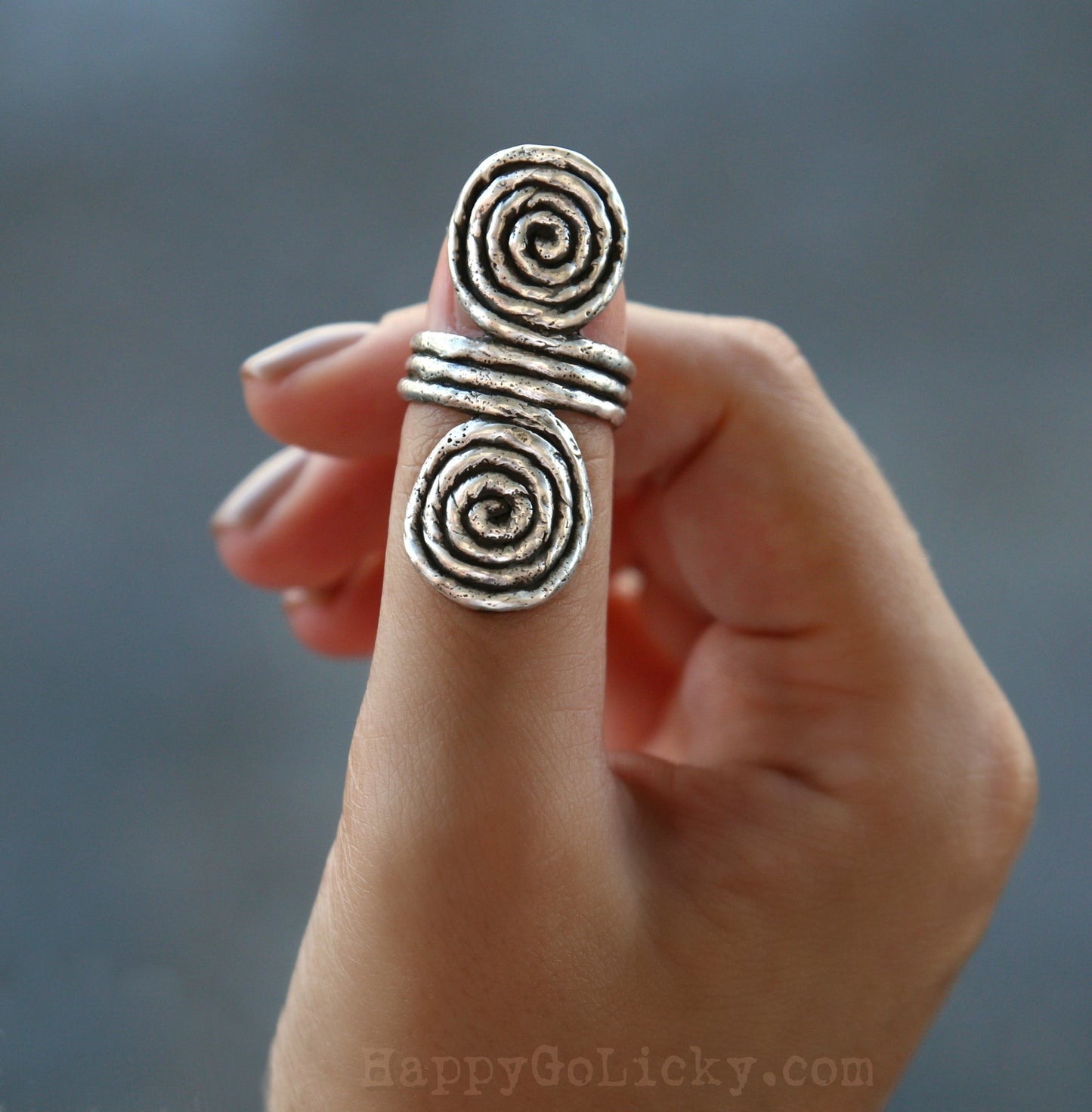 Double Spiral Rope Ring by HappyGoLicky Jewelry in Sterling Silver 