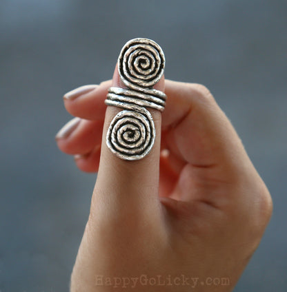 Double Spiral Rope Ring by HappyGoLicky Jewelry in Sterling Silver 