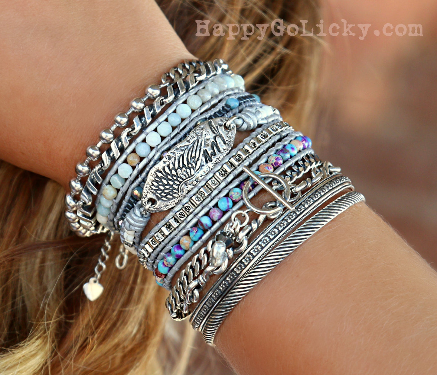 Boho Bracelets, Stacking Bracelets, Sterling Silver Layered Bracelets by HappyGoLicky Jewelry