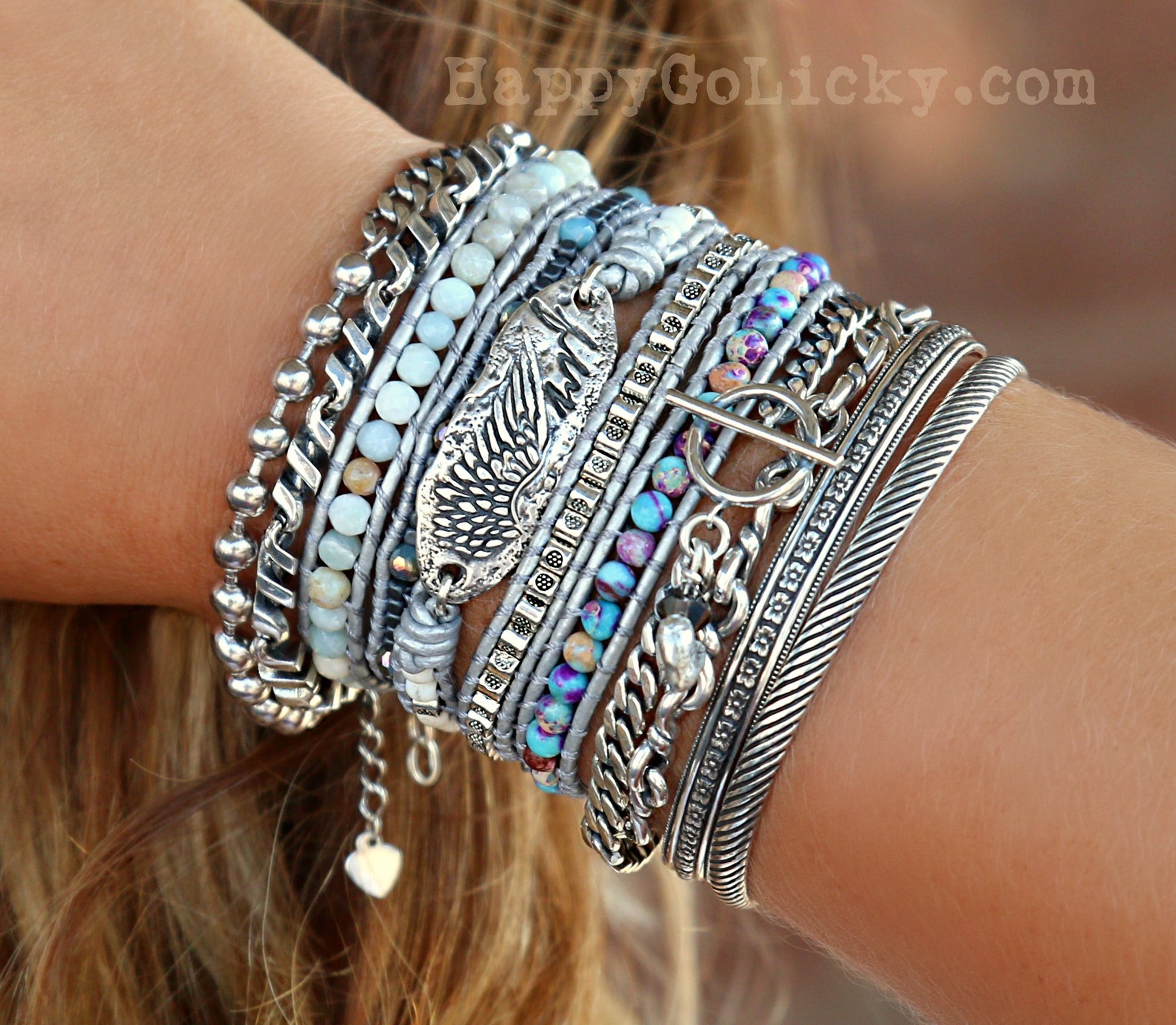 Sterling Silver Boho Jewelry Stacking Bracelets by HappyGoLicky