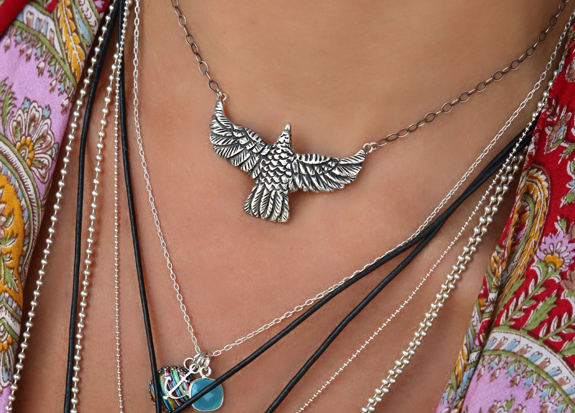 Spirit Animal Necklace Sterling Silver Bird Jewelry by HappyGoLicky