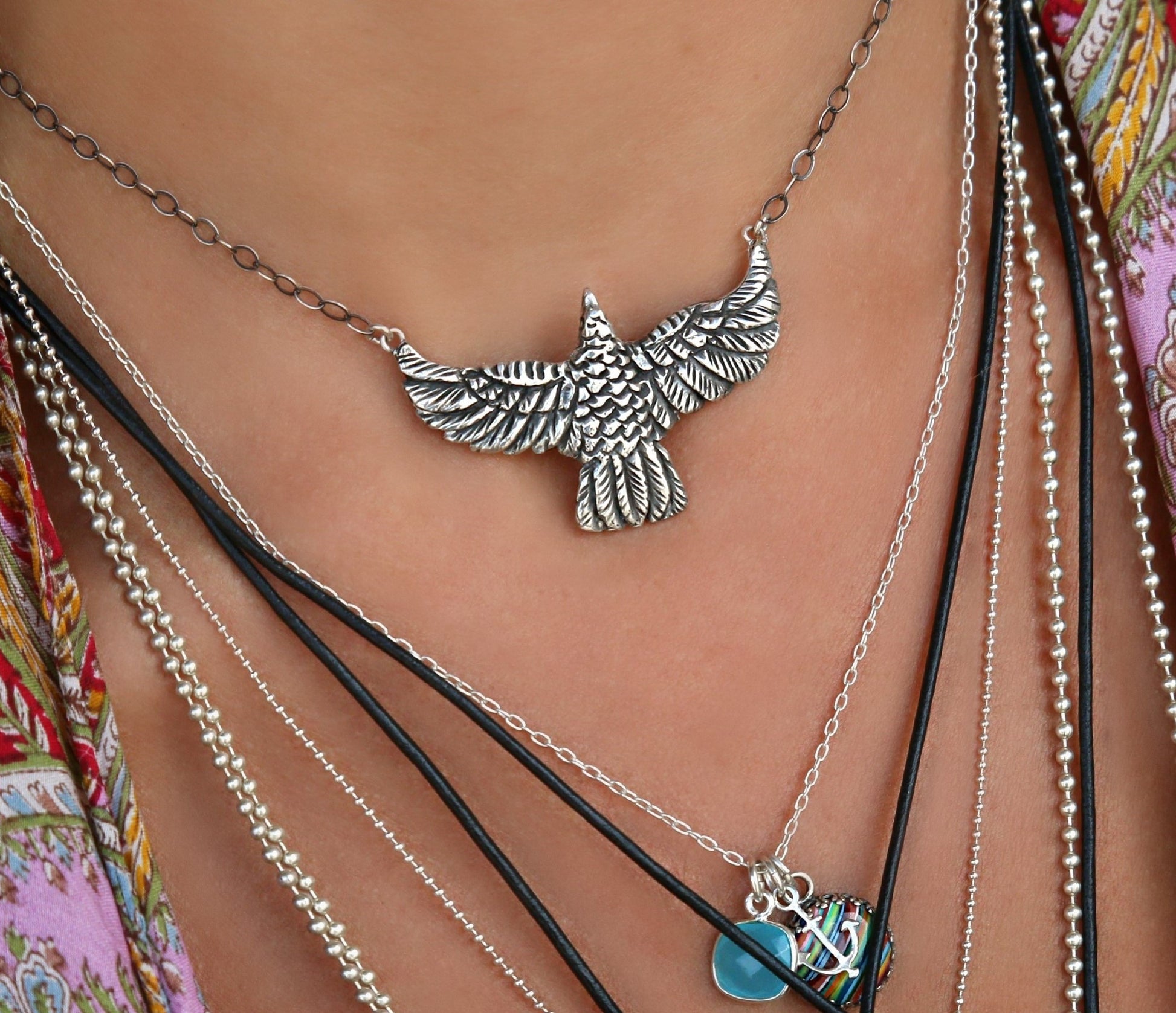 Sterling Silver Bird Necklace by HappyGoLicky Boho Jewelry