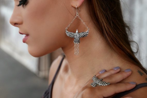 Tribal Bird Earrings - HappyGoLicky Jewelry