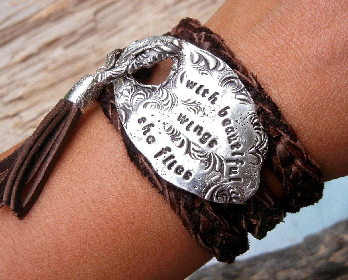 Personalized Leather Wrap Bracelet - HappyGoLicky Jewelry