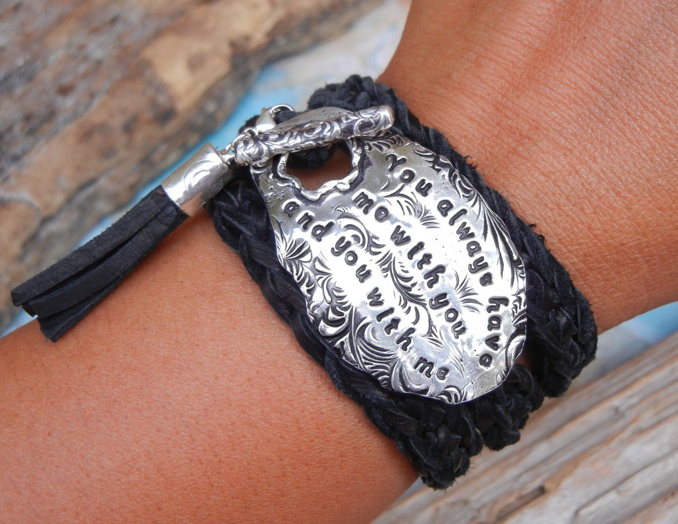 Personalized Leather Wrap Bracelet - HappyGoLicky Jewelry